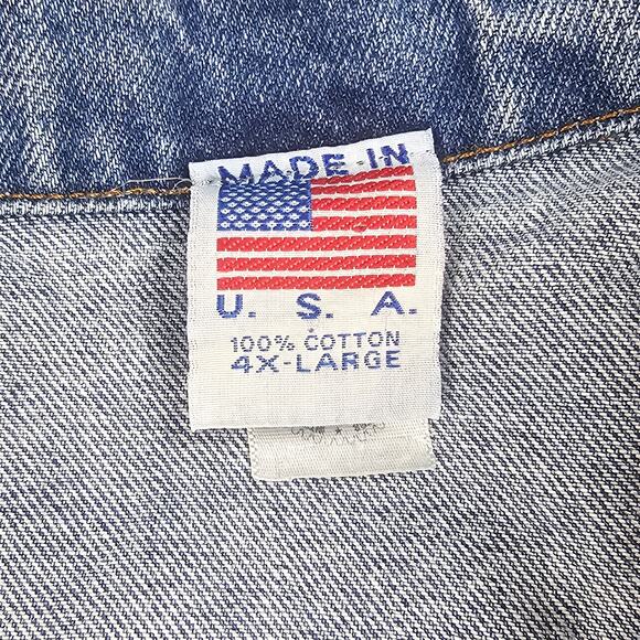 Vintage Eagle and US Flag Jean Jacket Men 4XL Trucker Made USA IAM Union Tyca - Picture 11 of 15